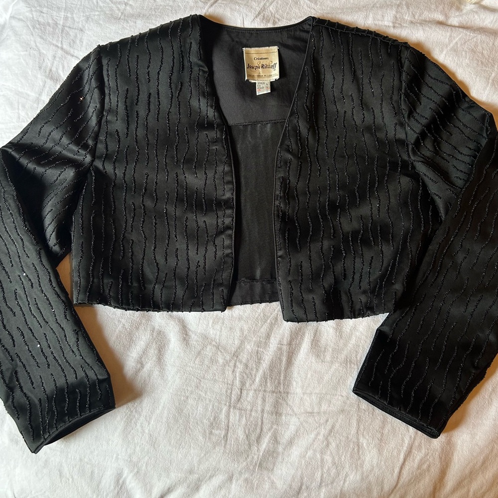 Vintage Joseph Ribkoff gorgeous black sequin jacket size 14 100% polyester
